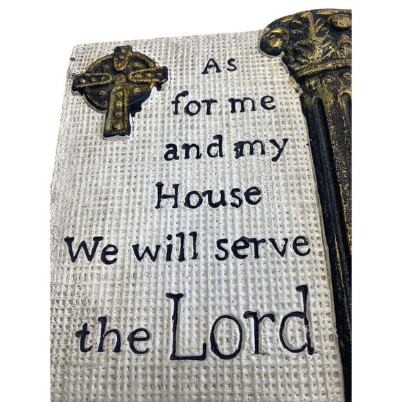 Religious Wall Plaque "As For Me And My House We Will Serve The Lord" With Cross - Picture 7 of 8